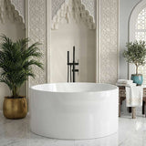 CETO Como Freestanding Bathtub Acrylic Round NO Overflow 1280x1280x595mm - Gloss White