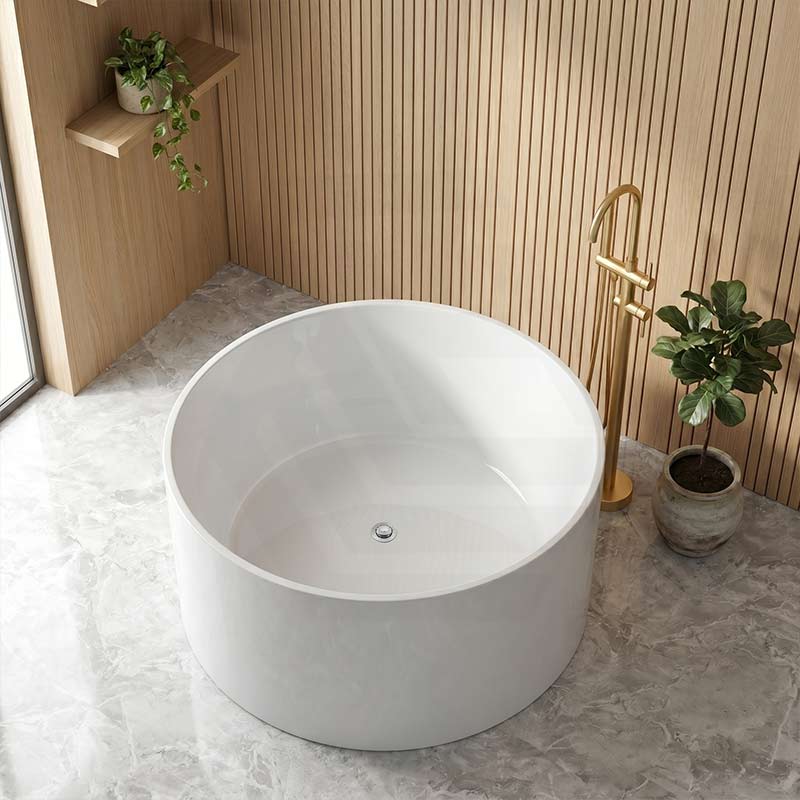 CETO Como Freestanding Bathtub Acrylic Round NO Overflow 1280x1280x595mm - Gloss White