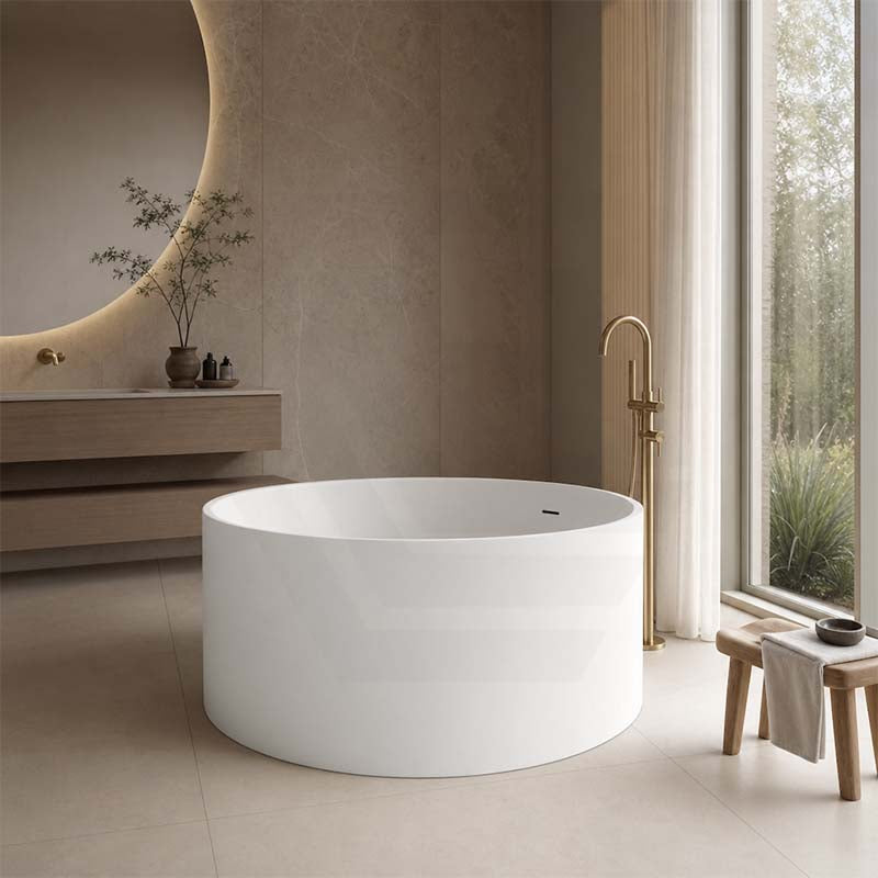 CETO Como Freestanding Bathtub Acrylic Round with Overflow 1280x1280x595mm - Matt White