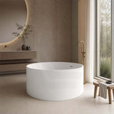 CETO Como Freestanding Bathtub Acrylic Round with Overflow 1280x1280x595mm - Matt White