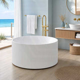CETO Como Groove Freestanding Bathtub Acrylic Round NO Overflow 1280mm - Gloss White
