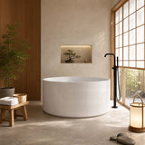 CETO Como Groove Freestanding Bathtub Acrylic Round with Overflow 1280x1280x595mm - Matt White