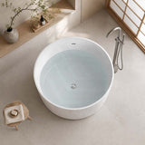CETO Como Groove Freestanding Bathtub Acrylic Round with Overflow 1280x1280x595mm - Matt White
