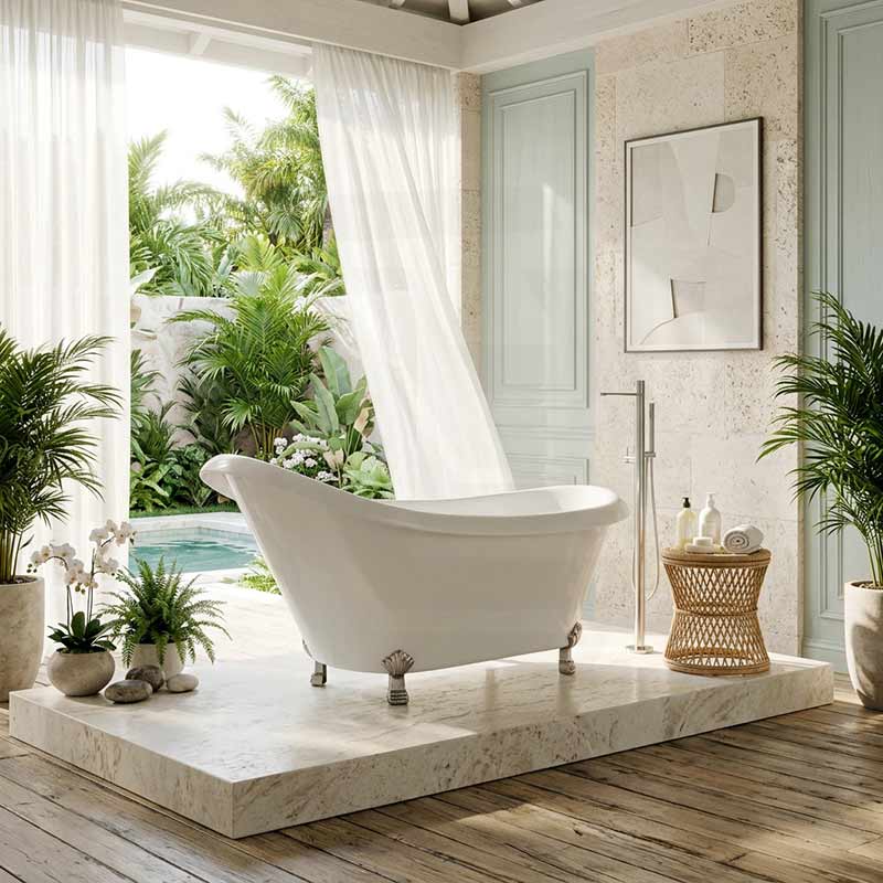 Espada Clawfoot Bathtub Freestanding Bathtub NO Overflow 1680x770x780mm - Gloss White