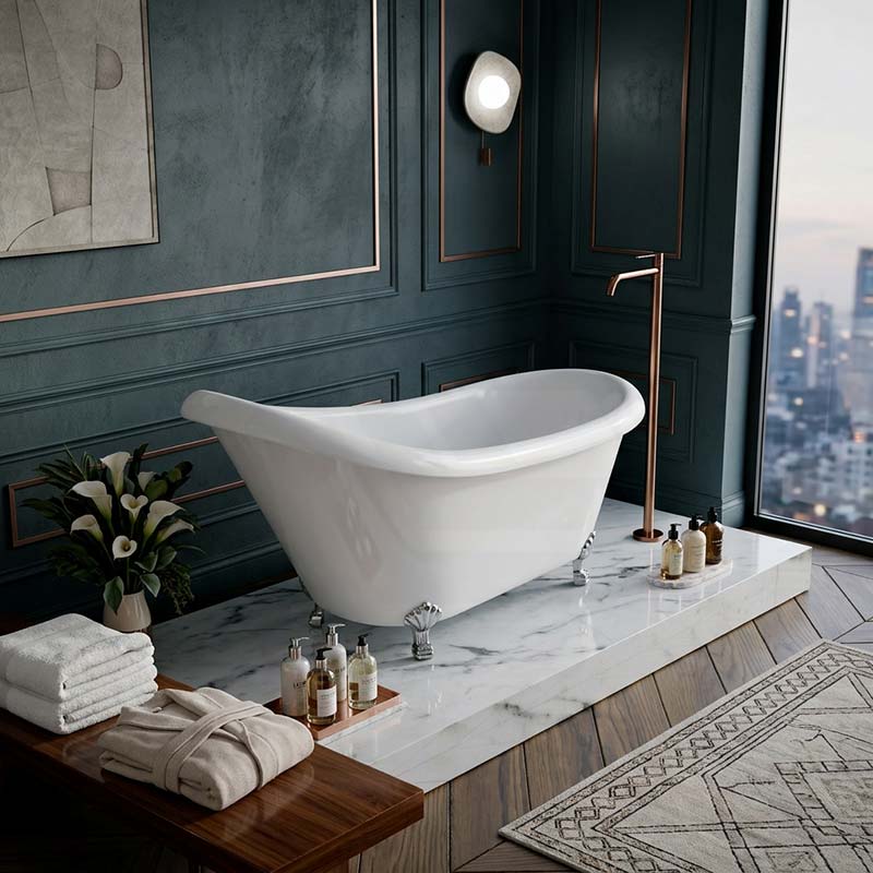 Espada Clawfoot Bathtub Freestanding Bathtub NO Overflow 1680x770x780mm - Gloss White