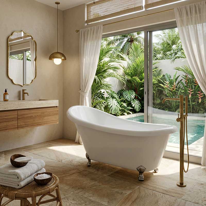 Espada Clawfoot Bathtub Freestanding Bathtub NO Overflow 1680x770x780mm - Gloss White
