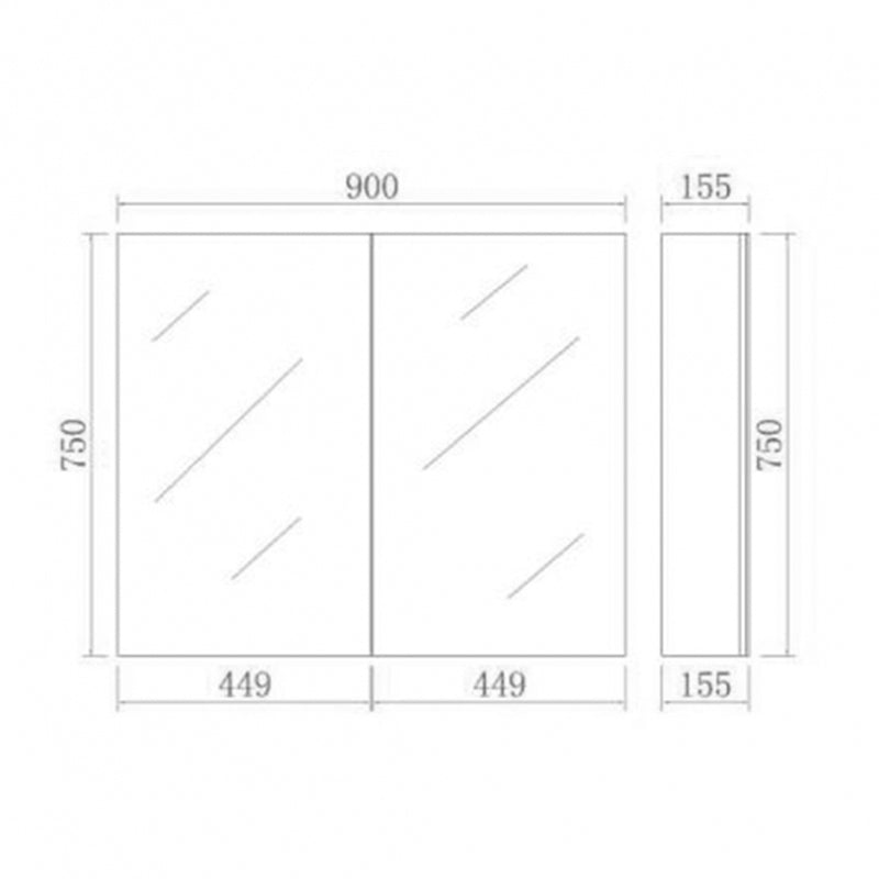 600/750/900/1500mm Evie Dark Brown Wall Hung MDF Shaving Cabinet