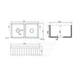828X450X255mm Gloss White Greenwich Fireclay Farmhouse Sink Double Bowls Kitchen Laundry Butler