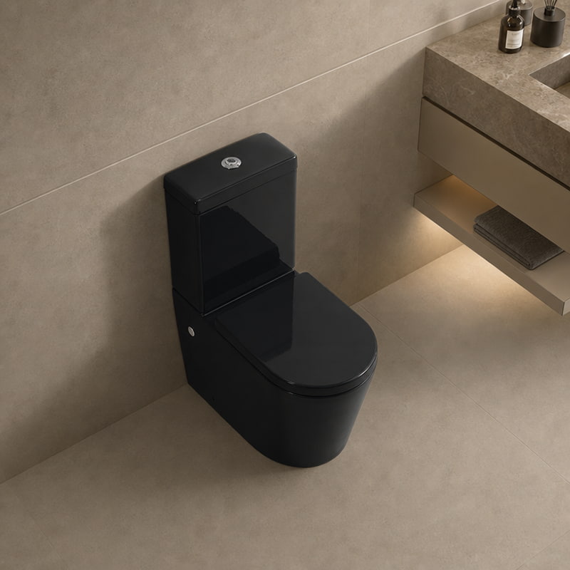 Avery Box Rim Back To Wall Toilet Suite Back/Left and Right Bottom Inlet 710x390x830mm - Gloss Black
