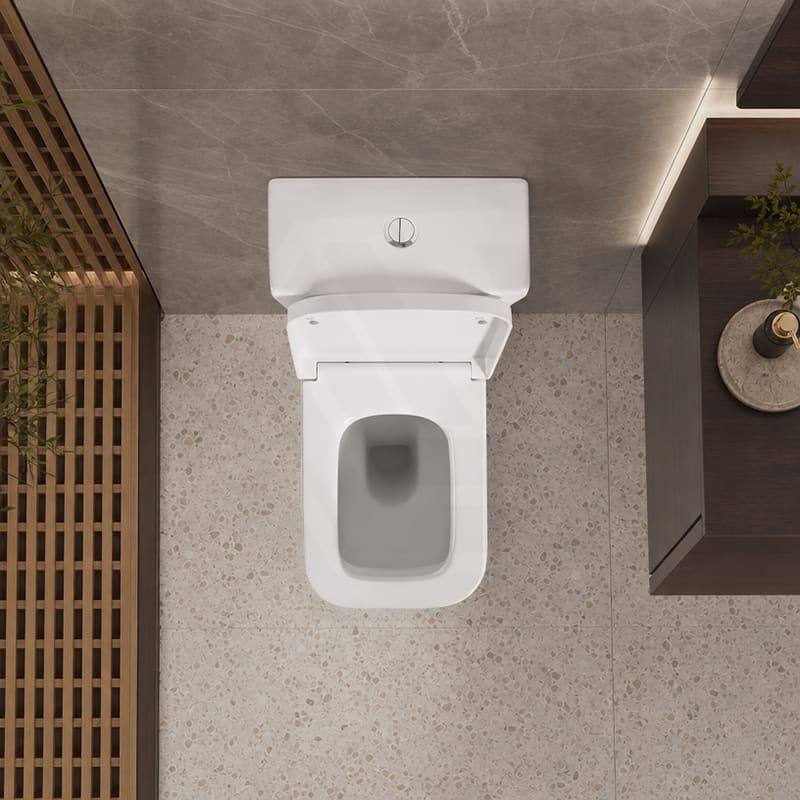 Qubist Box Rim Back To Wall Toilet Suite Back/Left and Right Bottom Inlet 665x380x845mm - Gloss White