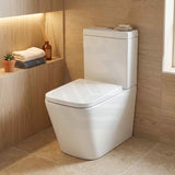 Qubist Box Rim Back To Wall Toilet Suite Back/Left and Right Bottom Inlet 665x380x845mm - Gloss White