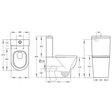 675x395x840mm Pola Ceramic White Box Rim Back To Wall Toilet Suite Back/Left and Right Bottom Inlet