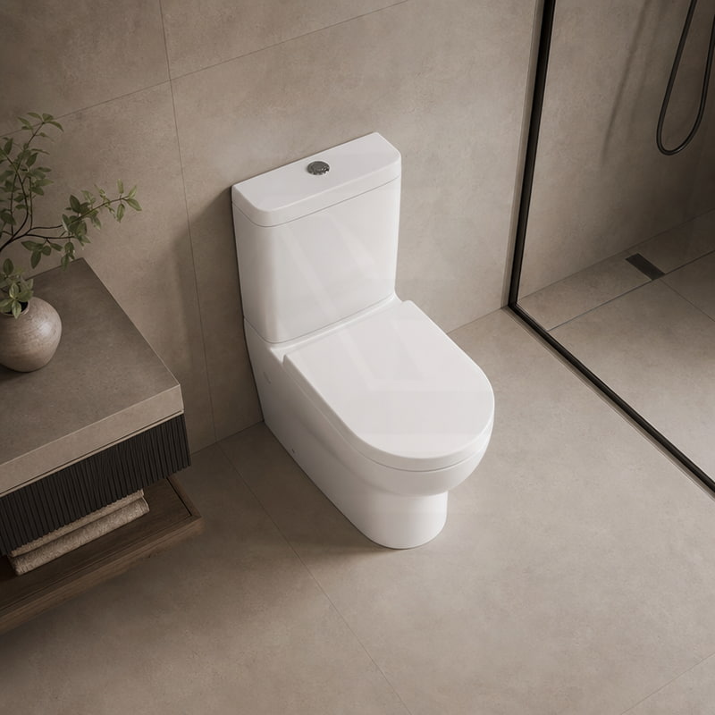 Pola Ceramic Box Rim Back To Wall Toilet Suite Back/Left and Right Bottom Inlet 675x395x840mm - Gloss White