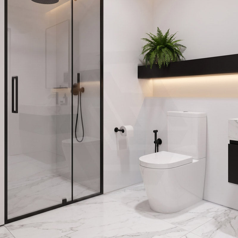 Kasey Box Rim Back To Wall Toilet Suite Back/Left & Right Bottom Inlet 695x390x830mm - Gloss White