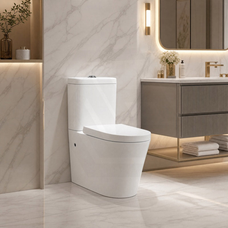 Kasey Box Rim Back To Wall Toilet Suite Back/Left & Right Bottom Inlet 695x390x830mm - Gloss White