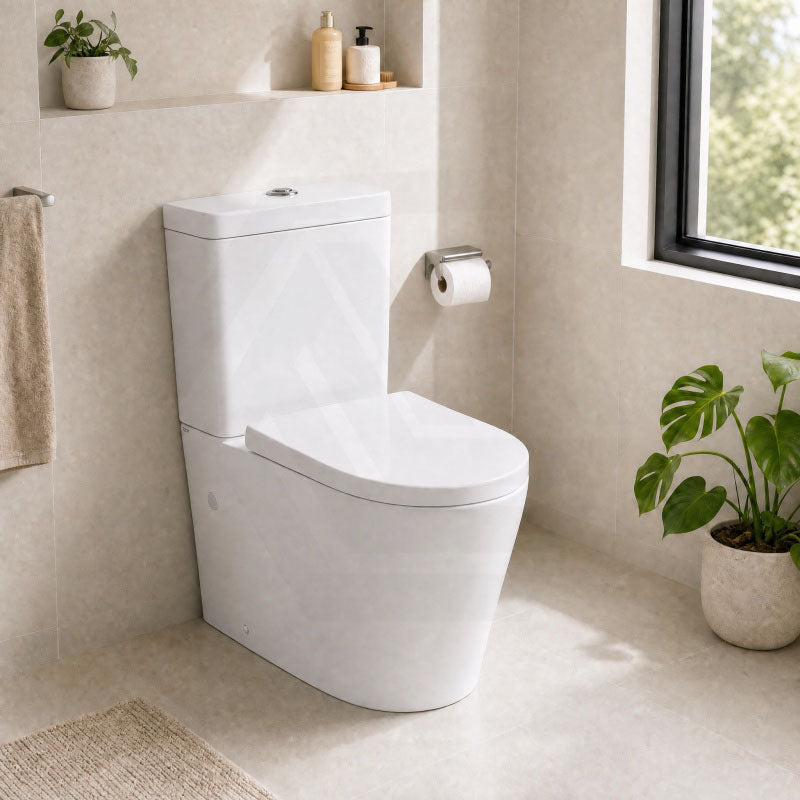 Kasey Box Rim Back To Wall Toilet Suite Back/Left & Right Bottom Inlet 695x390x830mm - Gloss White