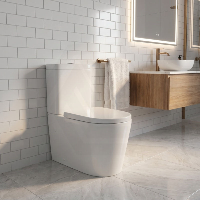 Kasey Box Rim Back To Wall Toilet Suite Back/Left & Right Bottom Inlet 695x390x830mm - Gloss White