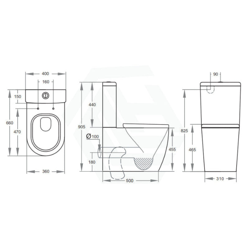 660X395X905Mm Ambulant Toilet Suite Box Rim Back To Wall Back/Left And Right Bottom Inlet Special