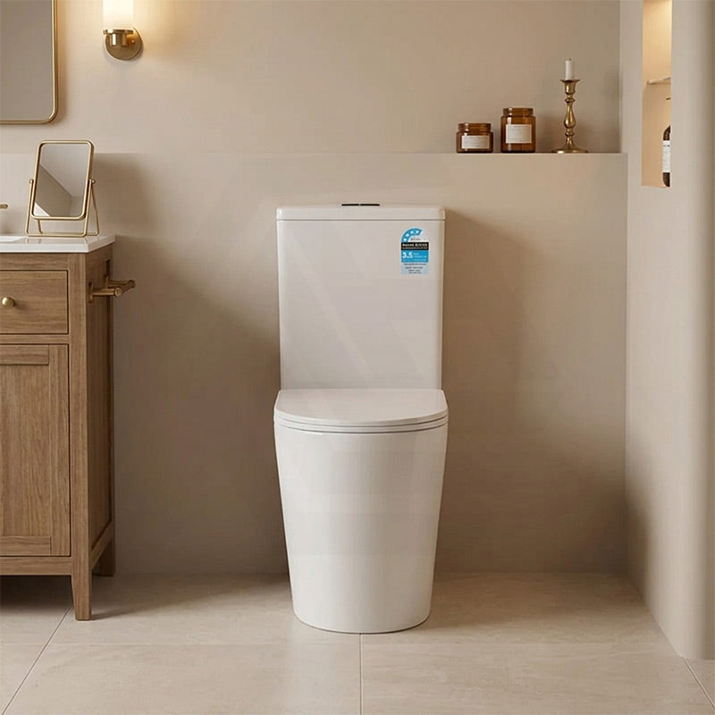 Avis Rimless Back To Wall Toilet Suite Back/Left and Right Bottom Inlet Cistern 655x385x870mm - Matt White