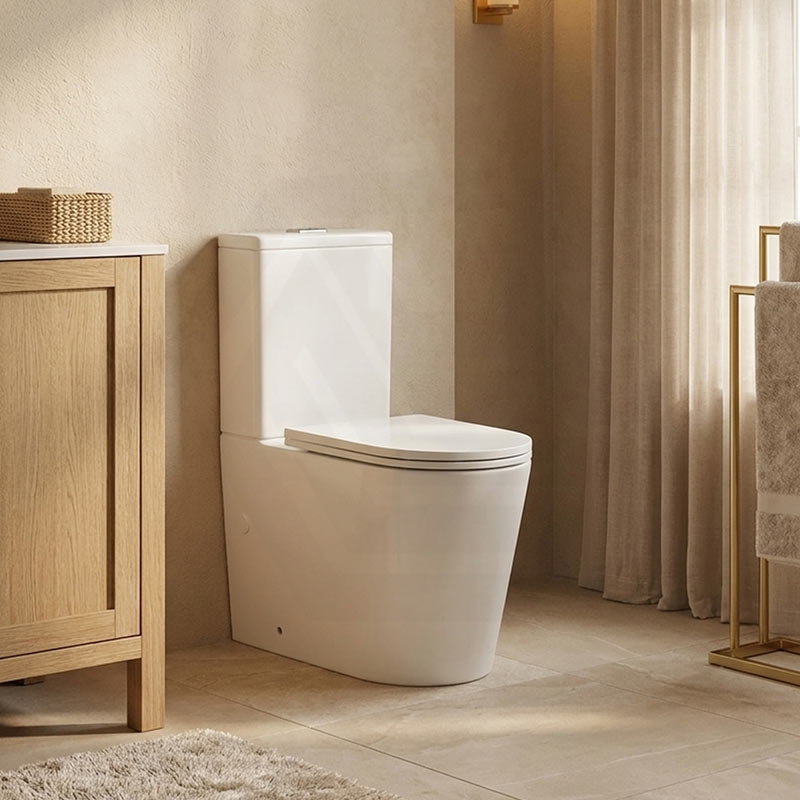 Avis Rimless Back To Wall Toilet Suite Back/Left and Right Bottom Inlet Cistern 655x385x870mm - Matt White