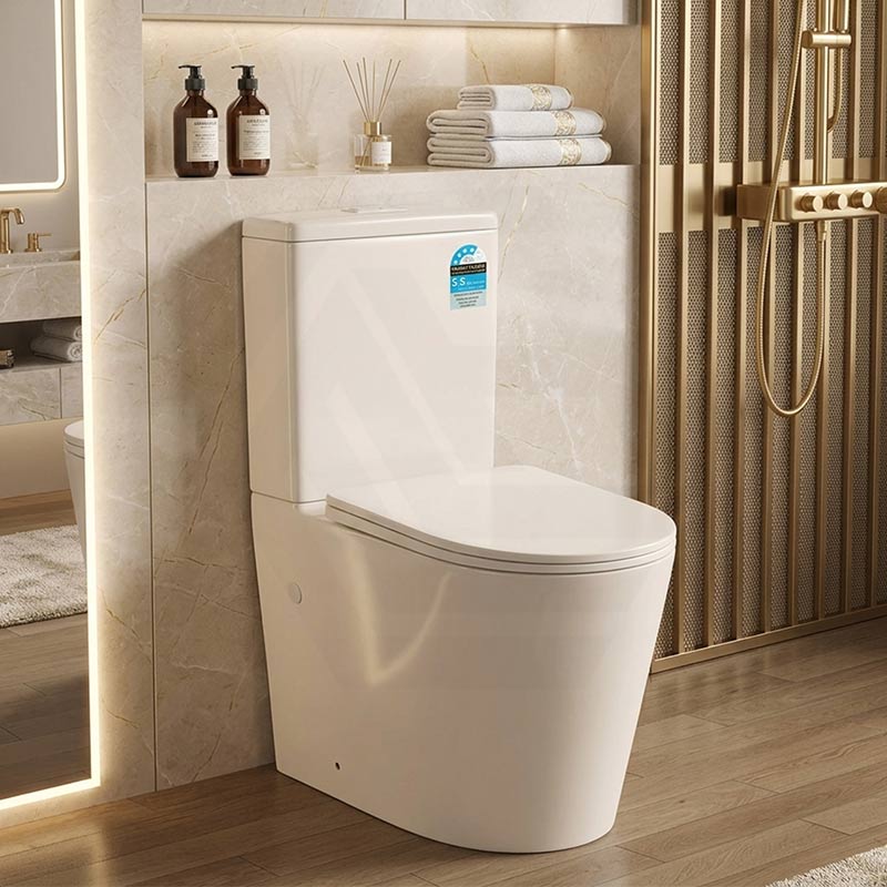 Avis Rimless Back To Wall Toilet Suite Back/Left and Right Bottom Inlet Cistern 655x385x870mm - Matt White