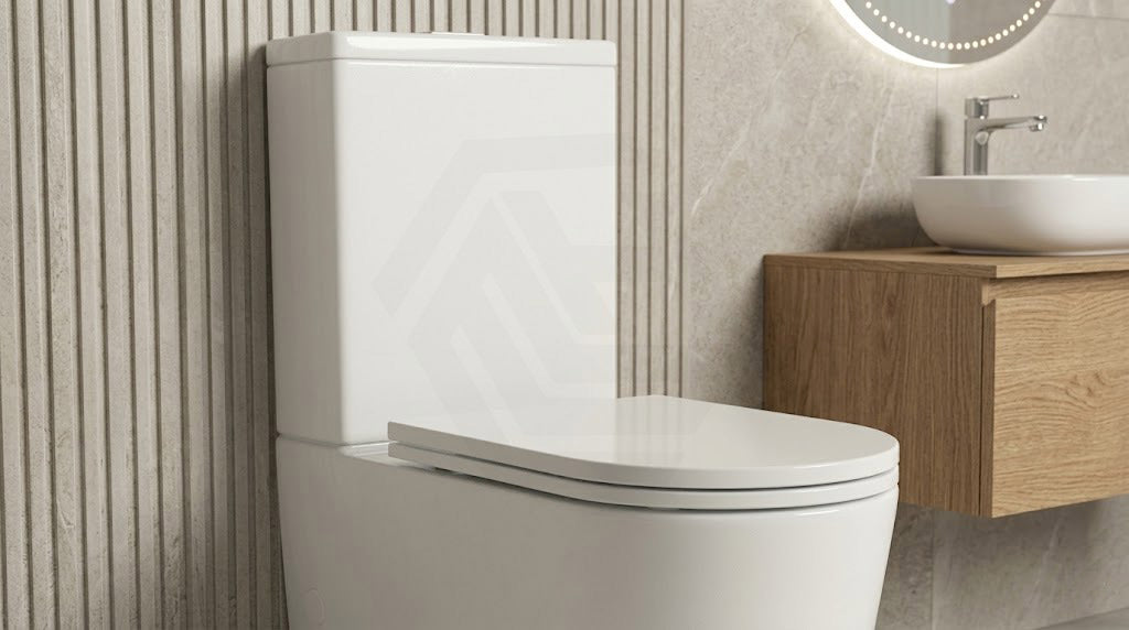 Avis Rimless Back To Wall Toilet Suite Back/Left and Right Bottom Inlet Cistern 655x385x870mm - Matt White