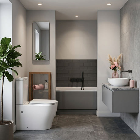 Zeus Rimless Tornado Comfort Height Back to Wall Toilet Suite 660x385x870mm - Gloss White