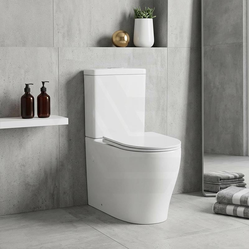 Zeus Rimless Tornado Comfort Height Back to Wall Toilet Suite 660x385x870mm - Gloss White