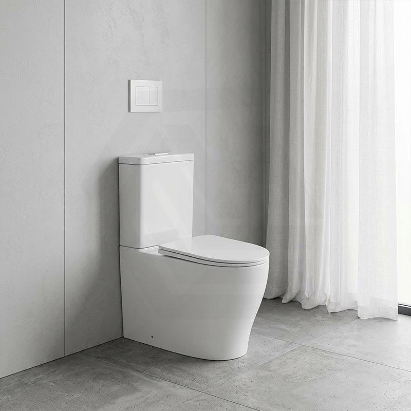 Zeus Rimless Tornado Comfort Height Back to Wall Toilet Suite 660x385x870mm - Gloss White