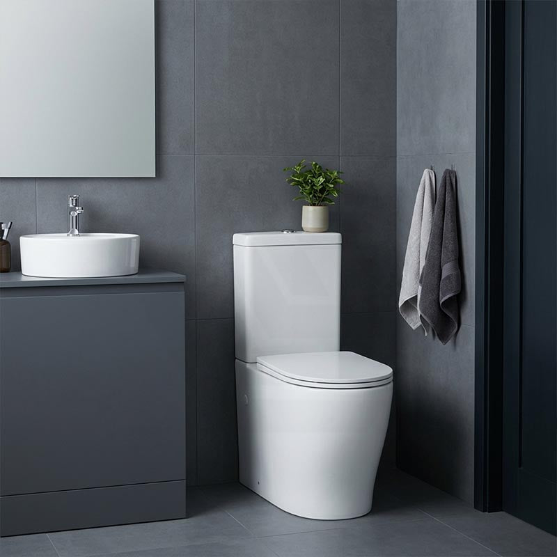 Zeus Rimless Tornado Comfort Height Back to Wall Toilet Suite 660x385x870mm - Gloss White