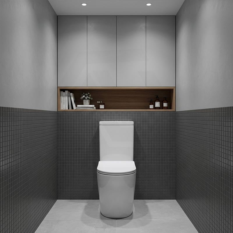 Zeus Rimless Tornado Comfort Height Back to Wall Toilet Suite 660x385x870mm - Gloss White