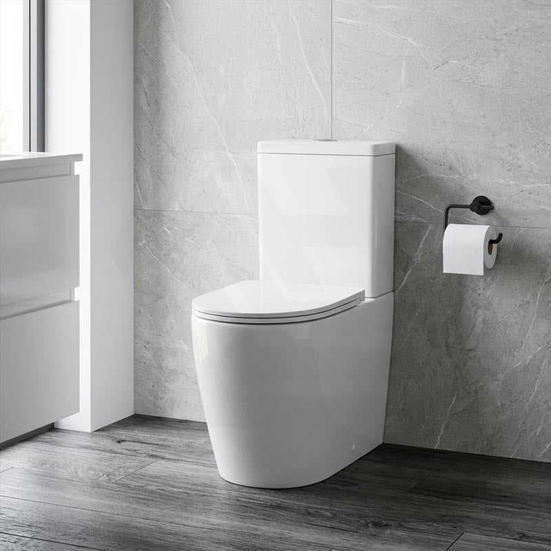 Zeus Rimless Tornado Comfort Height Back to Wall Toilet Suite 660x385x870mm - Gloss White