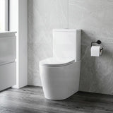 Zeus Rimless Tornado Comfort Height Back to Wall Toilet Suite 660x385x870mm - Gloss White