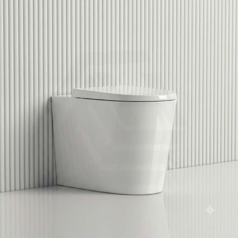 Avis Wall Faced Floor Toilet Pan Only with Rimless Flush Matt Black/Gloss White 575x360x415mm