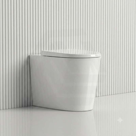 Avis Wall Faced Floor Toilet Pan Only with Rimless Flush Matt Black/Gloss White 575x360x415mm