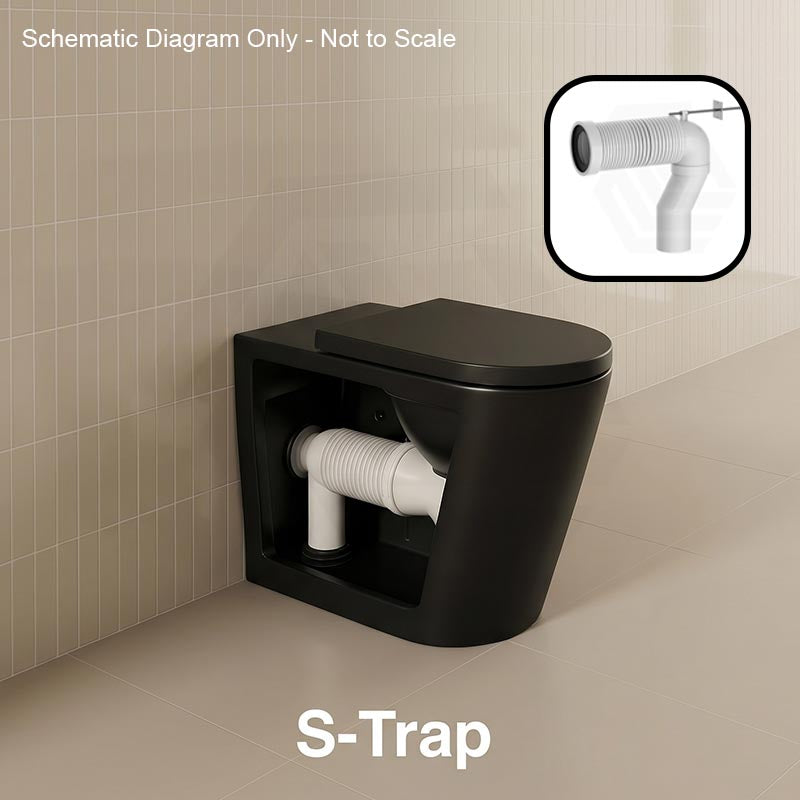 Avis Wall Faced Floor Toilet Pan with Rimless Flush Matt Black 575x360x415mm