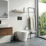 Avis Wall Faced Floor Toilet Pan Only with Rimless Flush Matt Black/Gloss White 575x360x415mm