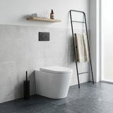 Avis Wall Faced Floor Toilet Pan Only with Rimless Flush Matt Black/Gloss White 575x360x415mm