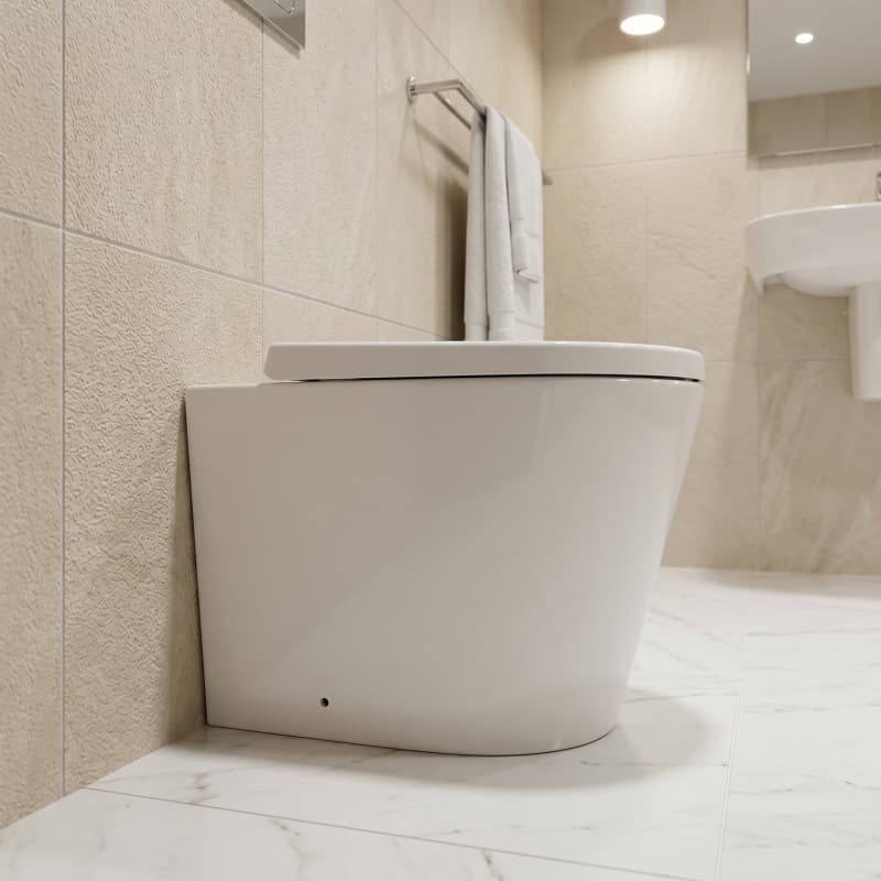 Avis Wall Faced Floor Toilet Pan Only with Rimless Flush Matt Black/Gloss White 575x360x415mm