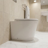 Avis Wall Faced Floor Toilet Pan Only with Rimless Flush Matt Black/Gloss White 575x360x415mm