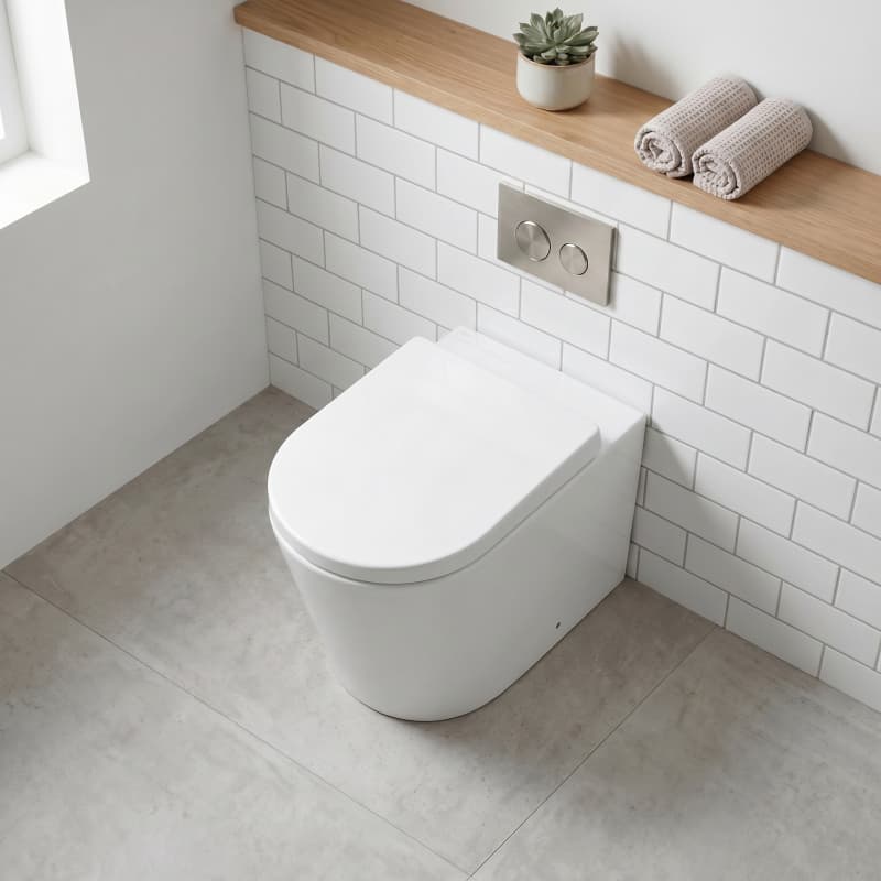 Avis Wall Faced Floor Toilet Pan Only with Rimless Flush Matt Black/Gloss White 575x360x415mm