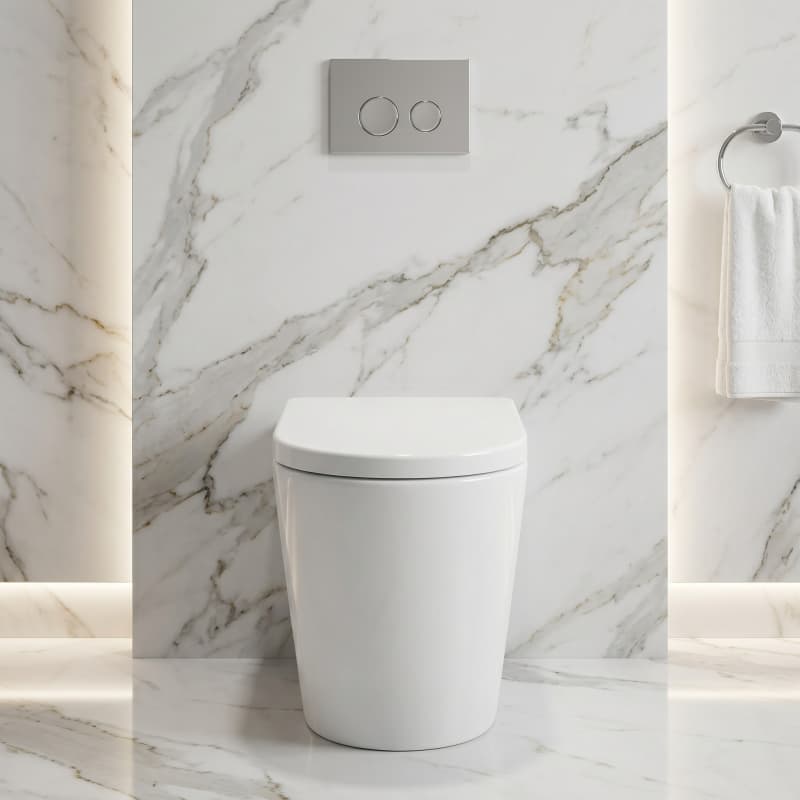 Avis Wall Faced Floor Toilet Pan Only with Rimless Flush Matt Black/Gloss White 575x360x415mm