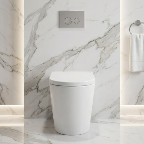 Avis Wall Faced Floor Toilet Pan Only with Rimless Flush Matt Black/Gloss White 575x360x415mm