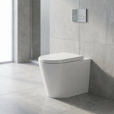 Avis Wall Faced Floor Toilet Pan Only with Rimless Flush Matt Black/Gloss White 575x360x415mm