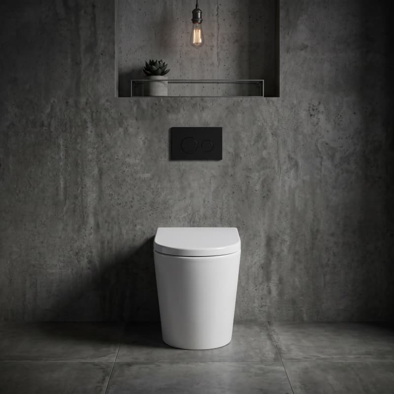 Avis Wall Faced Floor Toilet Pan Only with Rimless Flush Matt Black/Gloss White 575x360x415mm