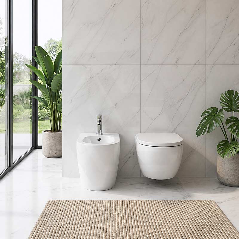 Bathroom Back To Wall Bidet with Tap Hole Ceramic 590x365x410mm - Gloss White