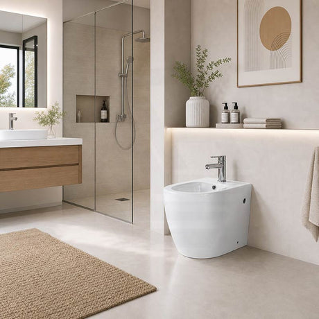 Bathroom Back To Wall Bidet with Tap Hole Ceramic 590x365x410mm - Gloss White