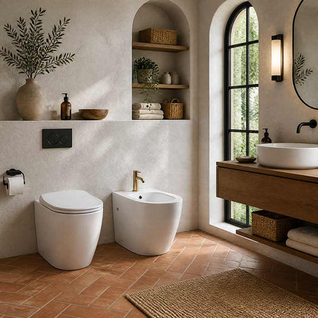 Bathroom Back To Wall Bidet with Tap Hole Ceramic 590x365x410mm - Gloss White