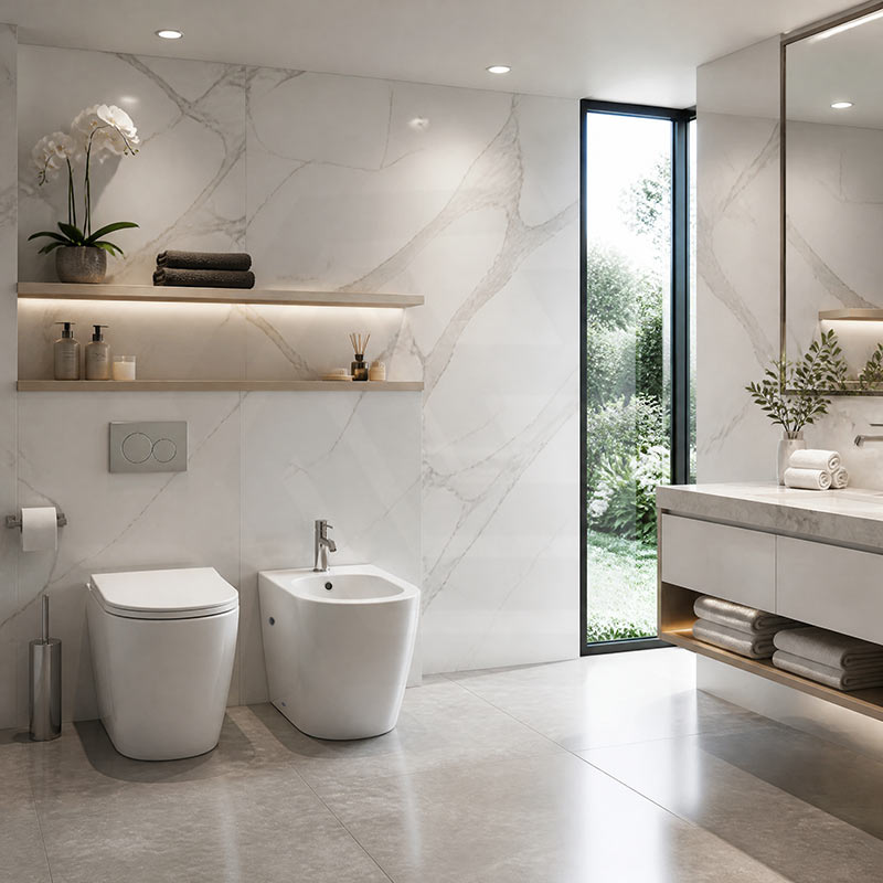Bathroom Back To Wall Bidet with Tap Hole Ceramic 590x365x410mm - Gloss White