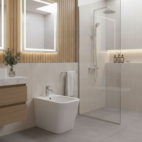 Qubist Ceramic Back To Wall Bidet with Tap Hole 595x355x410mm - Gloss White